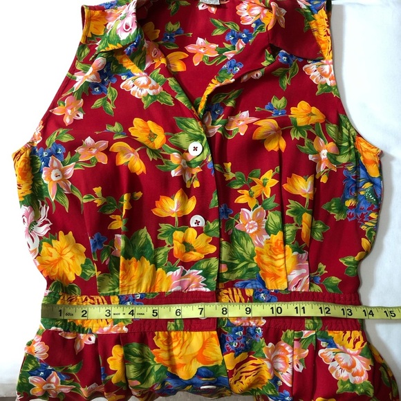 BANANA REPUBLIC Vintage Made Hong Kong Collar Pockets Button Down Floral Dress 8 - Picture 11 of 14